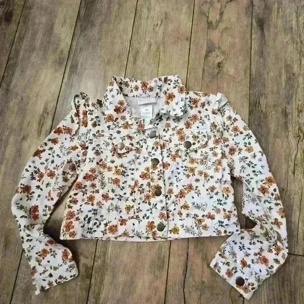 LITTLE LASS girls size 6x jacket orange and white